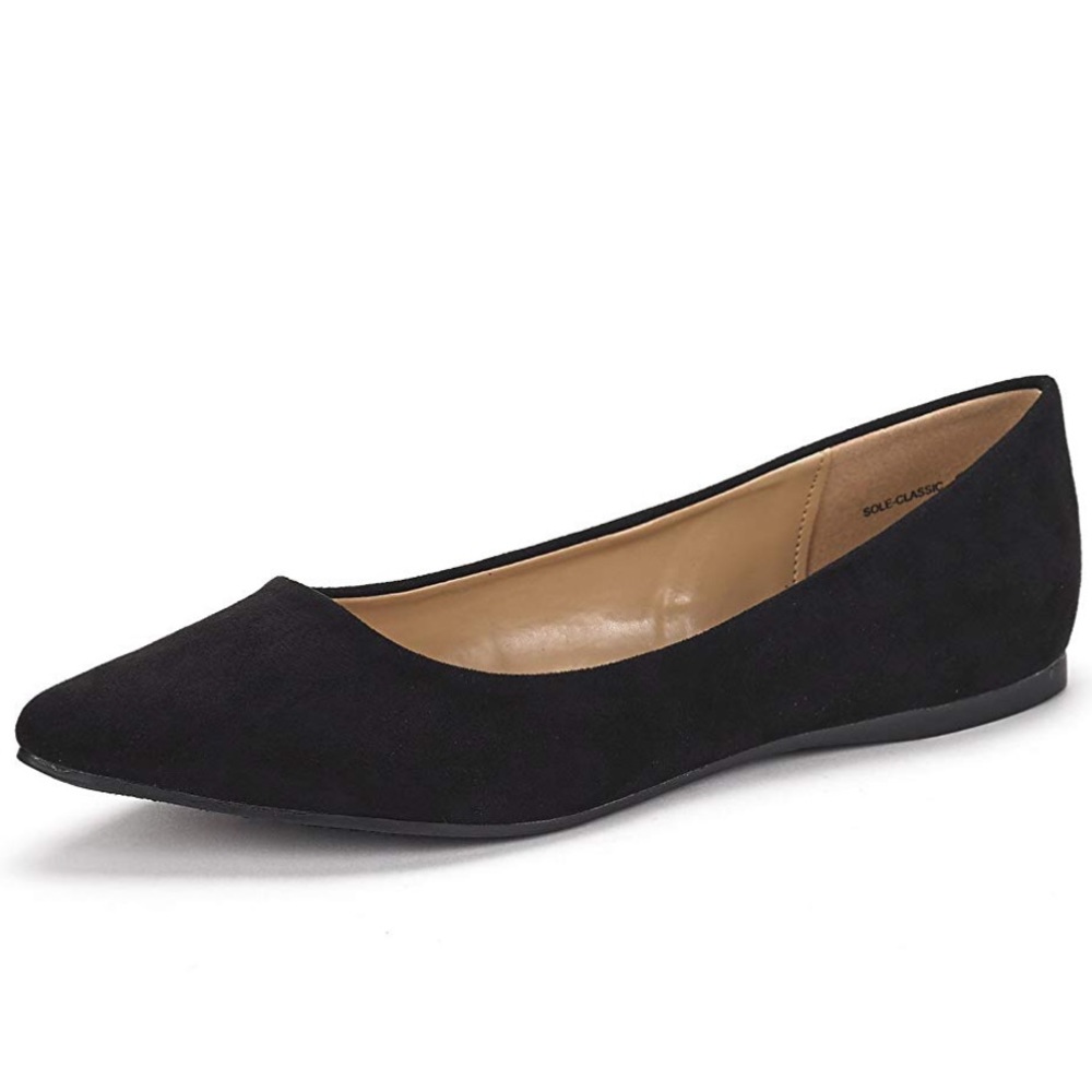 NWOT Black faux suede pointy toe flat